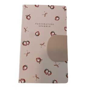 Cute Book Type Memo Pad with Magnetic Snap for Closure. Strawberry. Pink Multi.